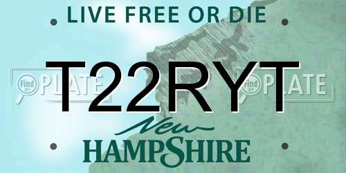 T22RYT New Hampshire License Plate