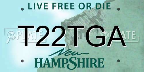 T22TGA New Hampshire License Plate