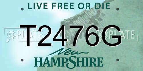 T2476G New Hampshire License Plate