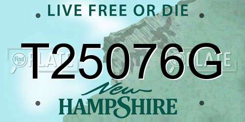 T25076G New Hampshire License Plate