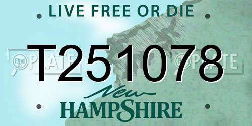 T251078 New Hampshire License Plate