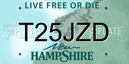 T25JZD New Hampshire License Plate