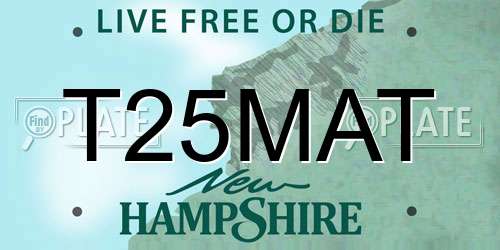 T25MAT New Hampshire License Plate