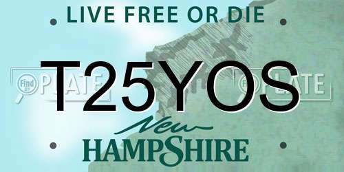 T25YOS New Hampshire License Plate