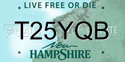 T25YQB New Hampshire License Plate