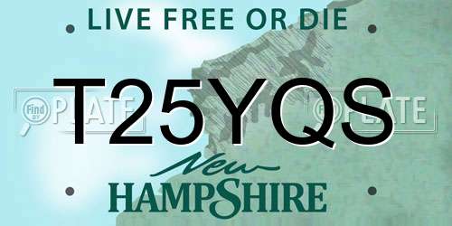 T25YQS New Hampshire License Plate