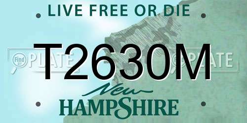 T2630M New Hampshire License Plate