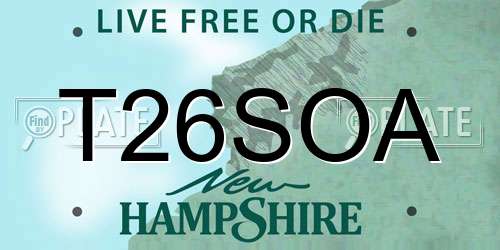T26SOA New Hampshire License Plate