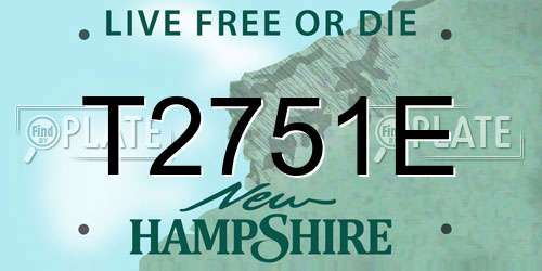 T2751E New Hampshire License Plate