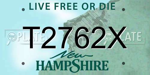 T2762X New Hampshire License Plate