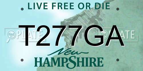 T277GA New Hampshire License Plate