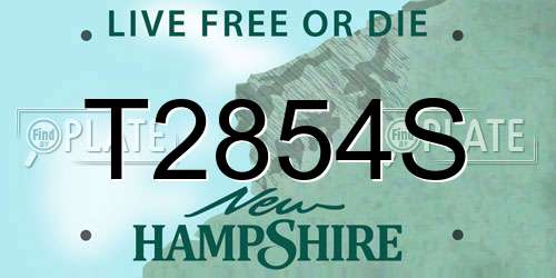 T2854S New Hampshire License Plate