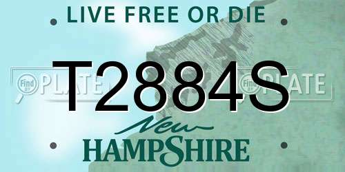 T2884S New Hampshire License Plate