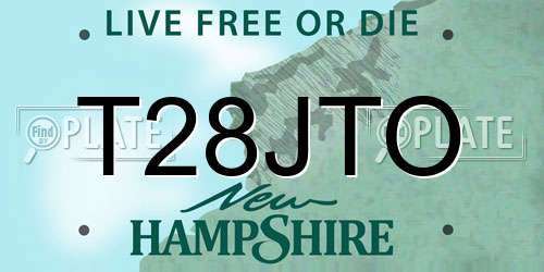 T28JTO New Hampshire License Plate