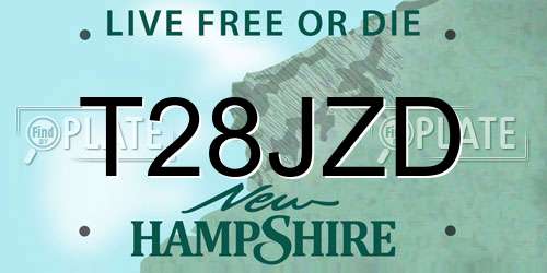 T28JZD New Hampshire License Plate