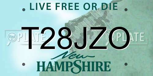T28JZO New Hampshire License Plate