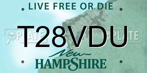 T28VDU New Hampshire License Plate
