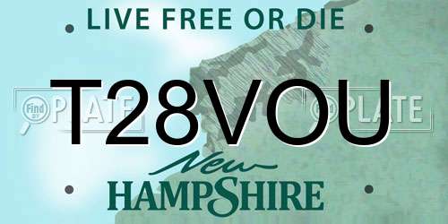T28VOU New Hampshire License Plate