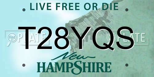 T28YQS New Hampshire License Plate