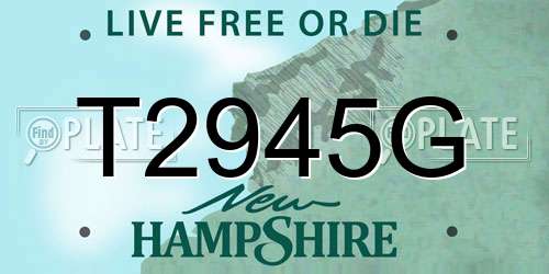 T2945G New Hampshire License Plate