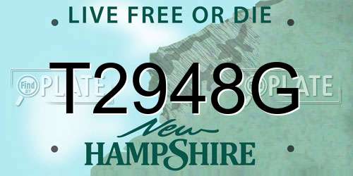 T2948G New Hampshire License Plate