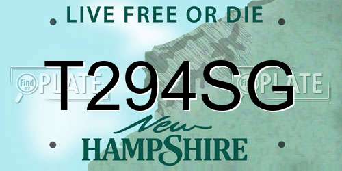 T294SG New Hampshire License Plate