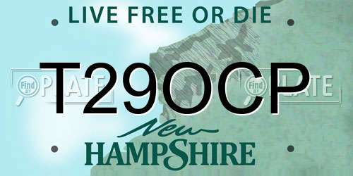 T29OCP New Hampshire License Plate
