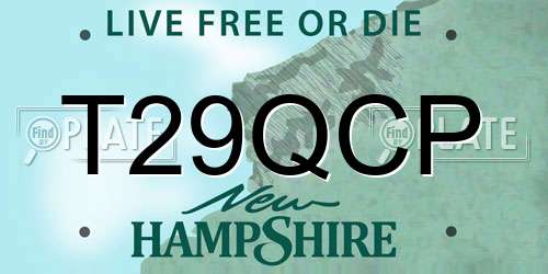 T29QCP New Hampshire License Plate