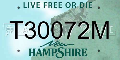 T30072M New Hampshire License Plate