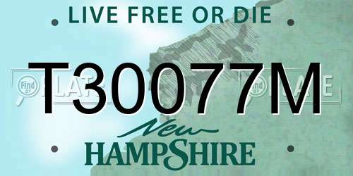 T30077M New Hampshire License Plate