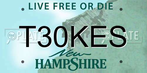 T30KES New Hampshire License Plate