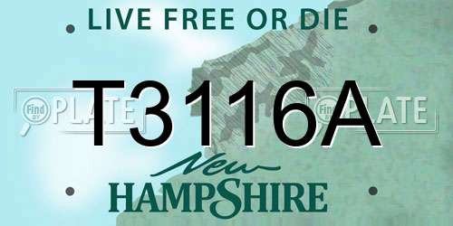 T3116A New Hampshire License Plate