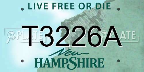T3226A New Hampshire License Plate