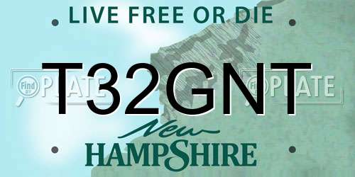 T32GNT New Hampshire License Plate