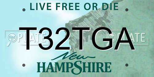 T32TGA New Hampshire License Plate