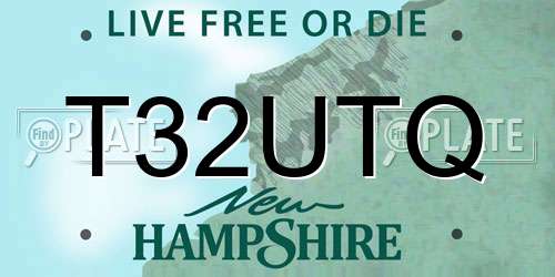 T32UTQ New Hampshire License Plate
