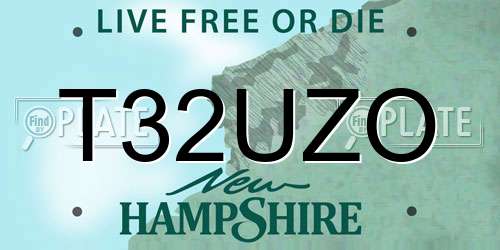 T32UZO New Hampshire License Plate