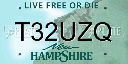 T32UZQ New Hampshire License Plate