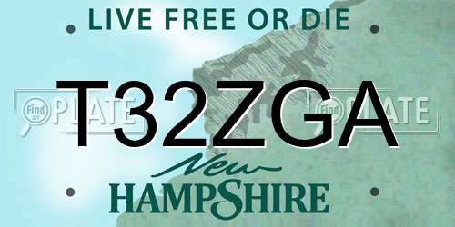 T32ZGA New Hampshire License Plate