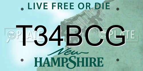 T34BCG New Hampshire License Plate