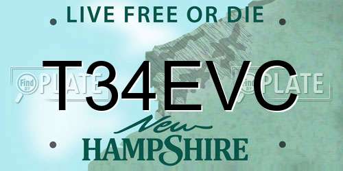 T34EVC New Hampshire License Plate