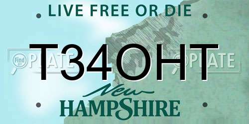 T34OHT New Hampshire License Plate
