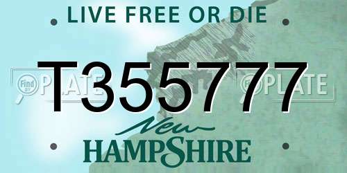 T355777 New Hampshire License Plate