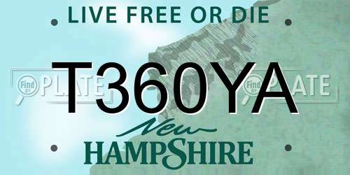T360YA New Hampshire License Plate