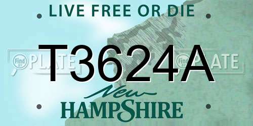 T3624A New Hampshire License Plate