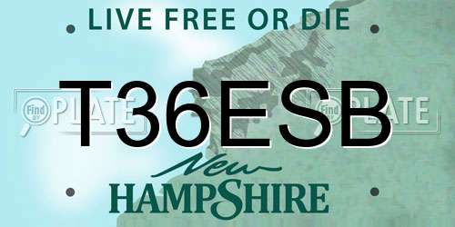 T36ESB New Hampshire License Plate