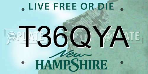 T36QYA New Hampshire License Plate