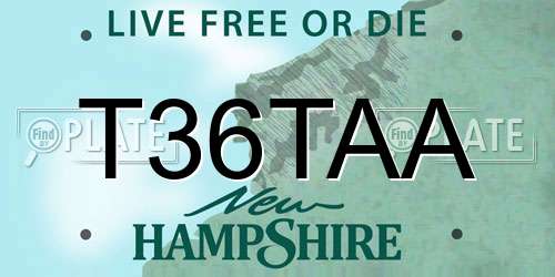 T36TAA New Hampshire License Plate