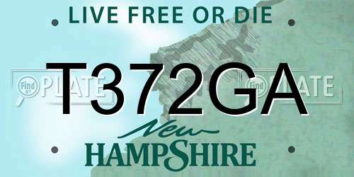 T372GA New Hampshire License Plate