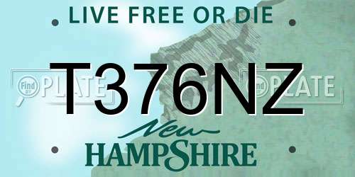 T376NZ New Hampshire License Plate